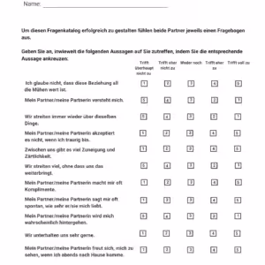 Trennung: Fragebogen „Sollte ich mich trennen?“